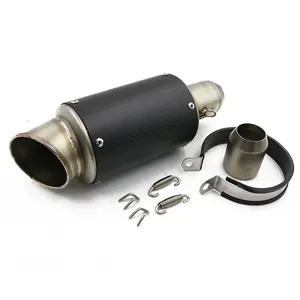 51mm motorcycle muffler gp connector carbon exhaust system pipe oblique port for cg150 KLX140L KX100 KX450F KFX90 KLX110L