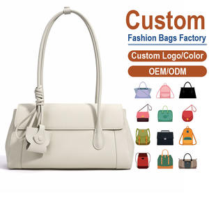 Bolso de Hombro de Cuero Premium, Elegante y Vintage, para el Trabajo, con Mini Bolso Decorativo con Patrón Geométrico, para Oficina y Viajes - Product Image 1
