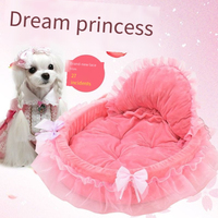 Lit rond portable et protecteur pour animaux de compagnie, style princesse, pour chats et chiens, en tissu solide moderne, doux et confortable pour l'hiver, amovible et lavable