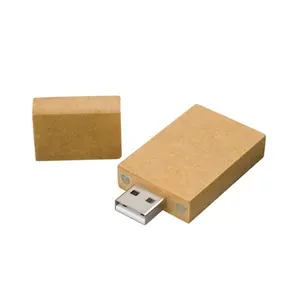 Unidad Flash USB de cartón de papel reciclado, con logotipo personalizado, biodegradable, 64gb