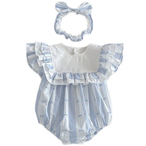 Tutine estive 2026 in stile coreano con volant per neonate, nuovi vestitini <span class=keywords><strong>blu</strong></span> da <span class=keywords><strong>principessa</strong></span> per bambine, abiti coordinati per sorelle - Product Image 5