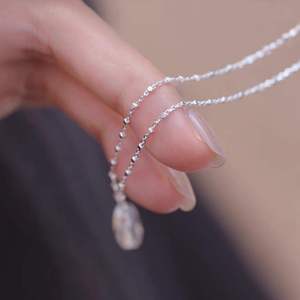S925 เงินสเตอร์ลิงรูปหัวใจคริสตัลสีขาวจี้สร้อยคอสำหรับผู้หญิงโซ่กระดูกไหปลาร้าสวมใส่ได้ทุกวัน - Product Image 4