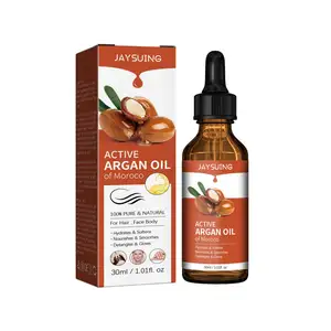 JAYSUING OEM Marque distributeur 30ML Extrait de traitement capillaire réparateur de renforcement organique Croissance des cheveux Huile d'argan pour cheveux et visage Corps