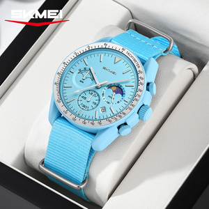 Reloj de Cuarzo Blanco Puro con Logotipo Personalizado OEM, 3ATM Resistente al Agua, Esfera Redonda, 6 Agujas, Correa de Nailon Clásica para Hombre - Product Image 2