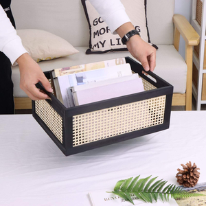 <span class=keywords><strong>Cesta</strong></span> de Almacenamiento de Mimbre Negro con Asas, Caja Decorativa de Mimbre Estilo Boho, Organizador Artesanal para Cocina y Despensa - Product Image 2
