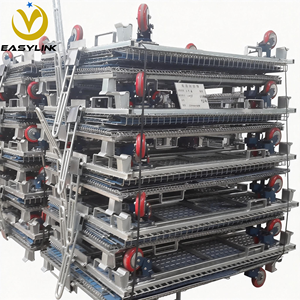 כלובי אחסון כבדים ODM/OEM עם גלגלי רשת תיל, קיבולת <span class=keywords><strong>1000</strong></span> ק\"ג, מתקפלים, פלדה מגולוונת, ניתנים לערום - Product Image 2