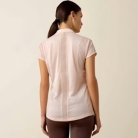 Camiseta de equitación ligera para mujer, tejido de punto reciclado, mangas cortas, paneles laterales de malla, alta transpirabilidad, para todo el día.