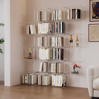 Étagère de présentation de livres en acrylique épaissi style Art Déco, design ouvert, organisateur de livres multi-niveaux, structure robuste, montage facile