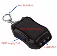 Popular Mini llavero Fuente de alimentación móvil Linterna LED Carga DE EMERGENCIA USB Cargador de llavero solar