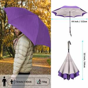 Oferta Especial: Paraguas Invertido de Doble Capa de 22 Pulgadas con Mango Recto Violeta, 8 Varillas, Clásico, Semiautomático, con Logotipo Personalizado, Regalos Empresariales - Product Image 4