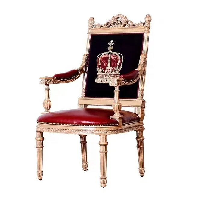 프랑스 왕좌 로얄 코트 나무 라운지 암 의자 마스터 의자 딘 악센트 의자 거실