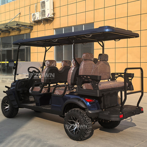 Carrito de Golf de Lujo Azul Oscuro para 6 Personas con Estante de Almacenamiento y Asientos de Cuero Confortables para Villa, Parque, Transporte de Invitados y Patrulla - Product Image 3
