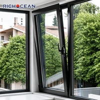 Ventana Abatible de Aluminio Insonorizada Personalizada de Fábrica RICHOCEAN, Vidrio Templado con Aislamiento Térmico, Ventanas de Toldo para Dormitorio