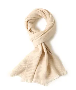 Branded Scarves and Shawls Cashmere Wholesale Solid Ladies Cashmere Scarves Women Custom Logo Adult White Winter Wear Yarn Dyed