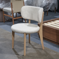 Chaise de salle à manger en bois massif nordique, rembourrée en lin, dossier incurvé, chaise d'appoint, mobilier de salle à manger