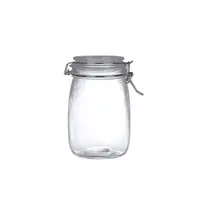 Glass Storage Jar with hinged lid BPA free lead free pickle canister