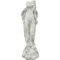 Statue d'ange en résine sur socle nuageux, sculpture d'ange volant blanc antique, ornement décoratif pour intérieur, extérieur, jardin, patio, maison