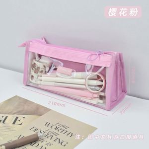 Students Clear PVC Pencil Case 6 <b>Compartments</b> Waterproof Organizer Pen <b>Bag</b> for Exams Pastel Color Pastel Clear Pencil Pencil <b>Bag</b> - Product Image 6
