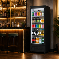 Upright Glass Door Drink Refrigerator 2-8°C Air Cooling Beverage Showcase Cabinet for Convenience Store