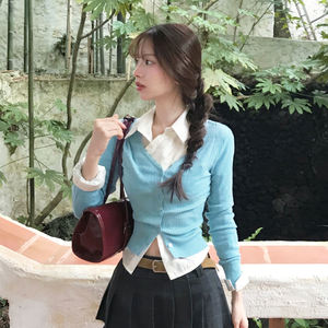 Women Sweet Preppy Lace Trim Button Down Knit <b>Cardigan</b> Slim Fit Long Sleeve <b>Crochet</b> Sweater Top - Product Image 1