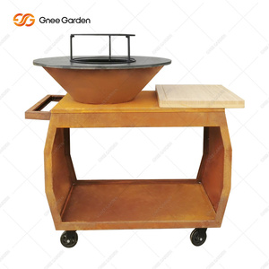 Barbecue extérieur moderne en acier corten avec finition en acier patiné pour jardin et camping - Product Image 2