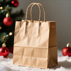 Bolsa de Papel para Regalo con Asa, para Envasado Industrial, Color Marrón, para Navidad, Venta al Por Mayor - Product Image 5