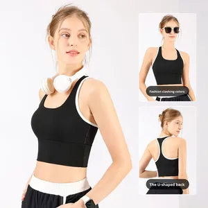 Sujetador Deportivo para Mujer, Transpirable, de Alta Sujeción, con Tirantes Cruzados, Antigolpes, Copa Fija, Top de Yoga y Fitness, de Secado Rápido, Color Rojo - Product Image 3