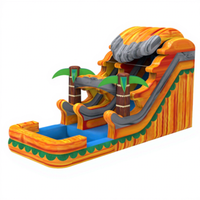 Toboggan aquatique gonflable géant à double piste avec grande piscine, toboggan aquatique gonflable professionnel pour parc d'attractions et événements en plein air