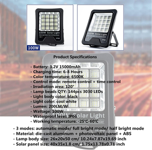 Projecteur solaire LED extérieur en aluminium IP67 200W 300W pour la vente en gros - Product Image 5