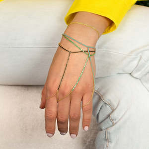 Nuevo Diseño Minimalista, Cadena de Tenis <span class=keywords><strong>con</strong></span> Circonitas Cúbicas, Pulsera de Mano <span class=keywords><strong>con</strong></span> Anillo, Joyería de Moda para Mujer - Product Image 3