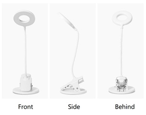 Portable Rechargeable 5W ABS LED Table Lamp Modern Design Cordless Desk Lamp <b>Clamp</b> Clip-On Power Supply Touch Control 3-Color - Product Image 3