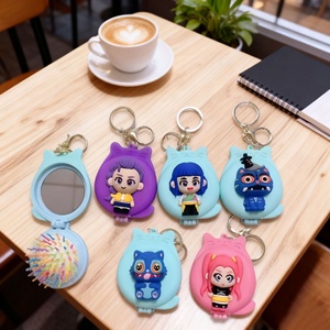 Nouveau Miroir <span class=keywords><strong>de</strong></span> <span class=keywords><strong>Maquillage</strong></span> Pliant Personnalisable en Gros, Motif Fille Sorcière Mignonne, avec Pendentif Porte-clés en Caoutchouc, Idéal comme Cadeau - Product Image 2