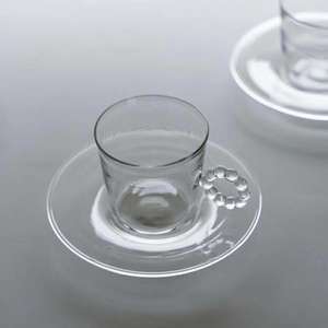 Ensemble <span class=keywords><strong>tasse</strong></span> <span class=keywords><strong>à</strong></span> <span class=keywords><strong>thé</strong></span> et soucoupe <span class=keywords><strong>en</strong></span> <span class=keywords><strong>verre</strong></span> borosilicate <span class=keywords><strong>transparent</strong></span> personnalisé fabriqué <span class=keywords><strong>à</strong></span> la main résistant <span class=keywords><strong>à</strong></span> la chaleur avec poignée unique - Product Image 3