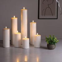 Lilin LED Bentuk Pilar Mermei Tanpa Api, Berbahan Lilin Parafin, Dioperasikan dengan Baterai, Buatan Tangan, Ramah Lingkungan, Aman, untuk Liburan