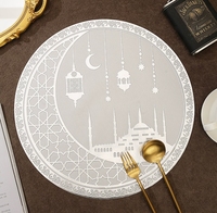 Set de table rond en PVC doré 38 cm, motif lune Ramadan, pour décoration de table islamique, EID Mubarak