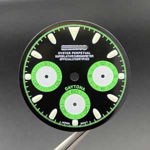 Cadran de montre Mod émaillé ou à effet soleil, triple chronographe, 29,5 mm, vert lumineux, compatible avec le mouvement VK63 - Product Image 5