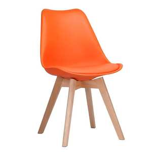 Silla de Comedor Moderna en Oferta, Silla de Plástico Blanca para Cocina, Restaurante, Cafetería, con Cojín de Cuero, Estilo Tulipán - Product Image 3