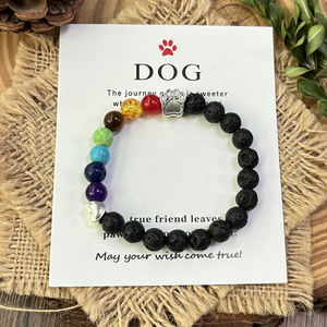 Joyería Conmemorativa para Mascotas Hecha a Mano, Regalo de Condolencia para Mascotas, Cuentas Mixtas de 8mm, Pulsera Conmemorativa de 7 Chakras para Perros y Gatos Queridos - Product Image 1