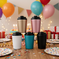 Tasses à café portables en acier inoxydable personnalisées de 12 oz et 16 oz, vente en gros, tasses de voyage thermiques anti-fuite pour le bureau