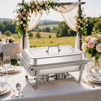 Chauffe-Plat Commercial FLEY en Acier Inoxydable, Réchaud de Buffet Carré avec Brûleur à Alcool pour Hôtels et Buffets