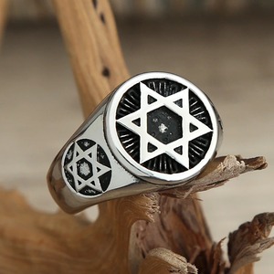 yunnique Men's Stainless Steel <b>Ring</b> Hexagram Star Design Punk Fashion Street Style Jewelry Gift <b>Size</b> 7 To 13 - Product Image 3