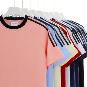 250G Heavy Combed Cotton Fashion Basic Design Short Sleeve Drop Shoulder Custom DTG Logo Oversized Men Cotton Two Tone T Shirt
