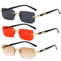 Lunettes de soleil rectangulaires sans monture Lunettes de soleil sans monture rose dégradé Lunettes de voyage Lunettes de soleil UV400 sans monture
