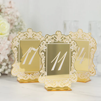 Numéros de table en acrylique miroir doré de forme spéciale de luxe personnalisés (11-20) signes de réception de mariage avec bordure en dentelle et supports