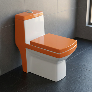 Nuevo Modelo de Inodoro de Cerámica Decorativa Roja de Una Pieza, Sifónico, con Sifón en S, Montado en el Suelo - Product Image 6