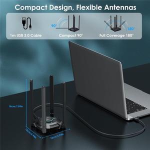 Routeur WiFi 7 WAVLINK WN695BE2 BE6500 Tri-bande 2,4 GHz / 5 GHz / 6 GHz avec antennes à gain élevé, <span class=keywords><strong>adaptateur</strong></span> réseau USB 3.0 - Product Image 6