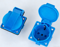 Stopkontak Ekstensi Industri Italia Tahan Air IP54 10A 2 Outlet CE Bahan PA Biru