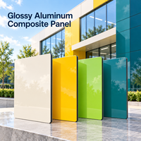 Panneau composite en aluminium brillant de couleur personnalisée avec revêtement FEVE, 4 mm, 4x8 pieds, plaque ACP pour revêtement de façade de magasin