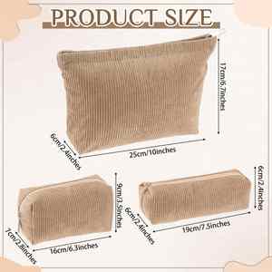 3 Pcs Makeup Bag Set for Women Corduroy Cosmetic Pouch Aesthetic Smile Travel Toiletry Bag <b>Cute</b> <b>Purse</b> Pouch - Product Image 5