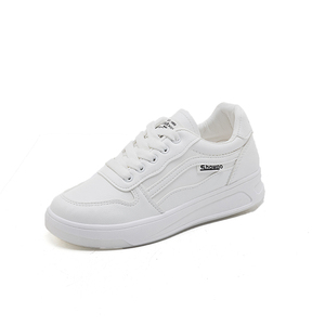 2019 La más nueva moda Mujeres cómodas Blancas Zapatillas de tenis casuales de aumento de altura plana <span class=keywords><strong>Zapatos</strong></span> para niñas - Product Image 2